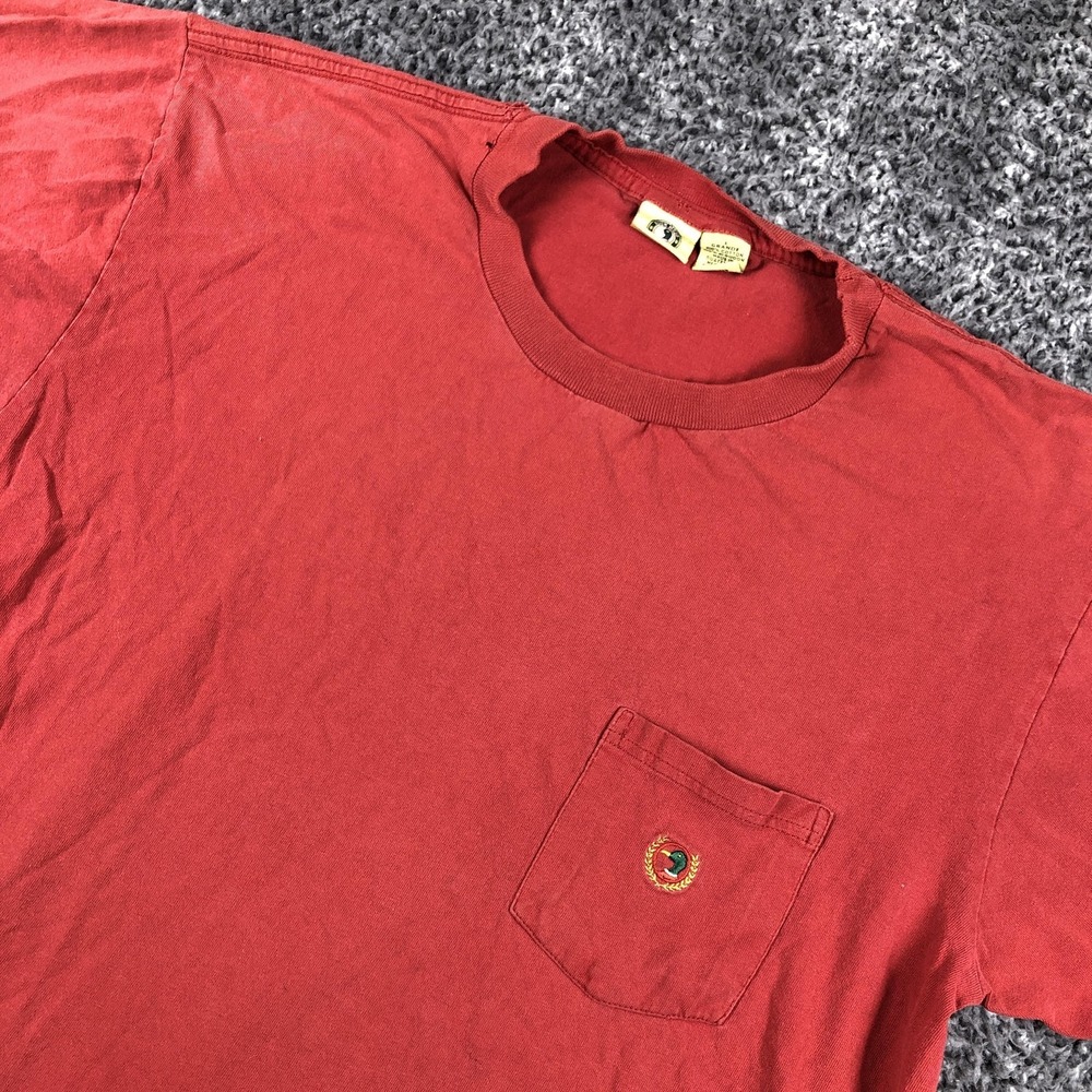 Duck Head Shirt Mens Large Red Pocket Logo Short Sleeve Cotton Tee Crew Neck